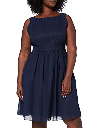 Swing Damen ärmelloses Cocktailkleid mit Raffungen, Mini, Einfarbig, Gr. 36, Blau (marine 300) von Swing