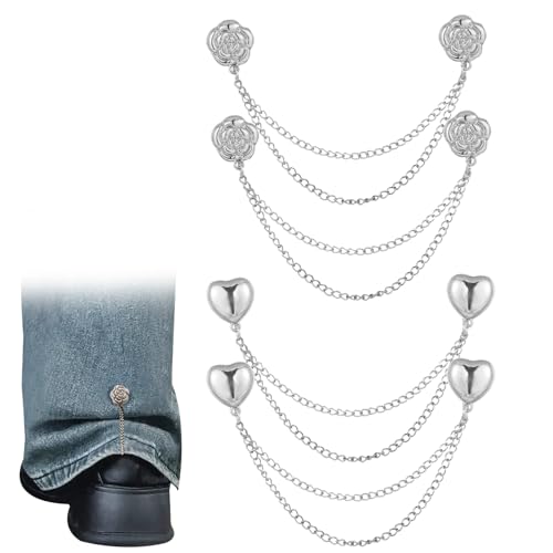 Brosche ausschnitt verkleinern 4-Pcs, Leichte Silber Rose Herz Cardigan Clips Mehrzweckschal Clip für Ärmel Hosen Beine Cardigans von SwirlColor