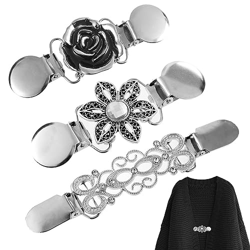 Cardigan Clips für Frauen, 3pcs Silber Cardigan Clips Pullover Clips Brosche Clips Schals Clips für Damen Mädchen von SwirlColor