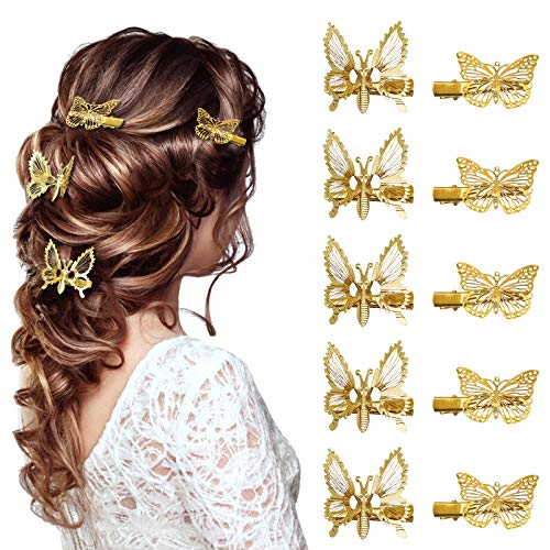 Haarspangen Schmetterling Damen Nette Legierung Fliegende Schmetterling Haarnadelklauen Clips Set für Haare 10St von SwirlColor