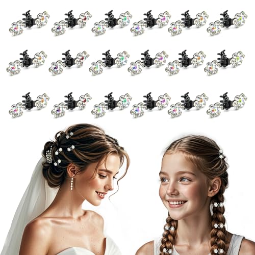 Kleine Haarspangen Damen Mädchen, 18 Stück Strass Elegant Blume Haarclips Haarklammern Friseurbedarf Hochzeit Party Abschlussball von SwirlColor