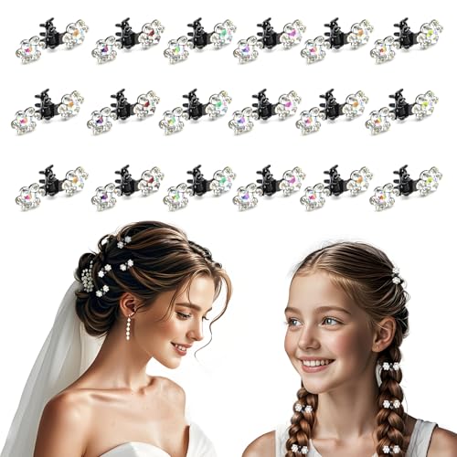 Kleine Haarspangen Damen Mädchen, 18 Stück Strass Elegant Blume Haarclips Haarklammern Friseurbedarf Hochzeit Party Abschlussball von SwirlColor