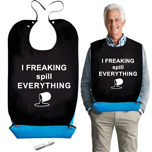 Lätzchen für Erwachsene Lustig, Wiederverwendbare und Waschbarem Lätzchen mit Auffangschale Einstellbar Neuheit Kleiderschutz für Senioren für Erwachsene Ältere Frauen und Männer (Teetasse) von SwirlColor