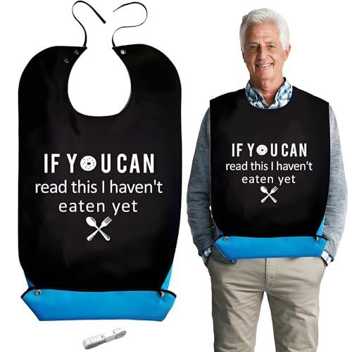 SwirlColor Lätzchen für Erwachsene Lustig, Wiederverwendbare und Waschbarem Lätzchen mit Auffangschale Einstellbar Neuheit Kleiderschutz für Senioren für Erwachsene Ältere Frauen und Männer (Besteck) von SwirlColor