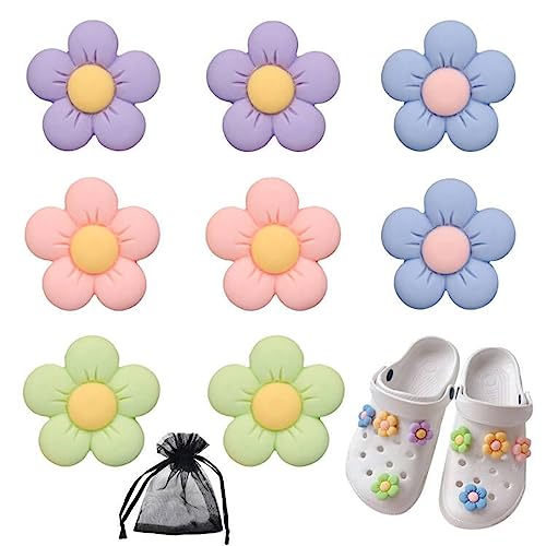 SwirlColor Schuhanstecker für Clog, 8 Stück Nette Blume Schuh Charms für Clogs Cartoon Schuh Dekoration Charms für Kinder Erwachsene Geburtstagsgeschenk Party Gefälligkeiten von SwirlColor