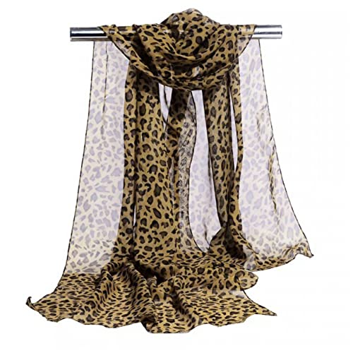 Schal Damen Lange Leopardenmuster Chiffon Schal Stilvoller Sommerschal für Frauen 200x150cm von SwirlColor