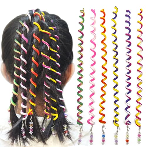 SwirlColor Haarschmuck Mädchen Frauen, 6 Stück Bunte Haar Haarreifen Haarband mit Strass Flechthilfe Haare Styling Zubehör von SwirlColor