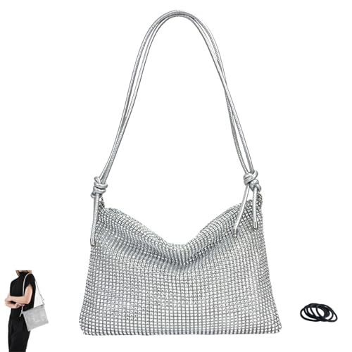 SwirlColor Clutch, Glitzer Diamante Abendtasche Damen Handtasche mit Strass Bling Abend Handtasche für Hochzeit Dinner Party, mit 5 Pcs Gummibändern von SwirlColor