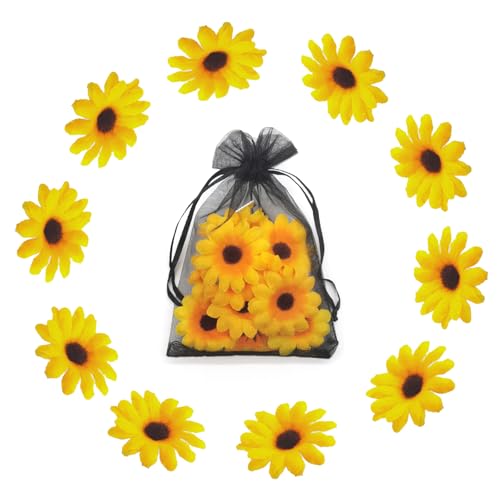 SwirlColor Haarspange Blume, 12 Stück Hübsches Gelb mit Orangefarbenen Gänseblümchen Blumen Haarschmuck für Mädchen Damen von SwirlColor