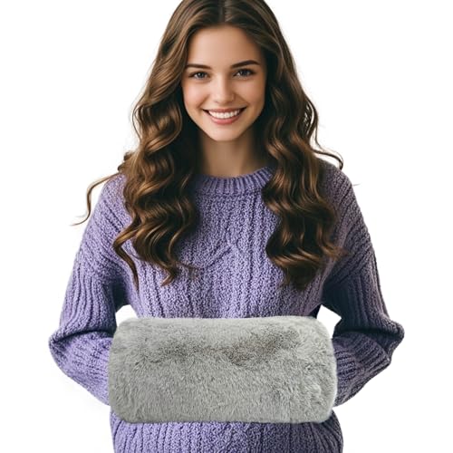 SwirlColor Hand Muffs Kunstpelz Muff für wärmende Hand im Winter Grau von SwirlColor