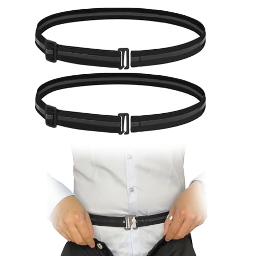 SwirlColor Hemdhalter Herren, 2 Stück Rutschfeste Verstellbare Hemd Bleiben Gürtel Elastische Tuck Gürtel für Ordentlichen Look für Business Office Hochzeit von SwirlColor