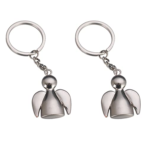 SwirlColor Schutzengel Schlüsselanhänger Silber Sonnige Puppen Schlüsselbänder, mit Kostenlosem Organza-Geschenk-2pcs (2pcs Engel) von SwirlColor