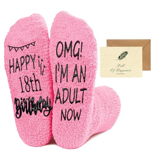 SwirlColor Socken zum 18. Geburtstag für Mädchen, warme bequeme rosa Bettsocken waschbar Mädchen Geburtstagsgeschenke zum 18, rose, 21 von SwirlColor