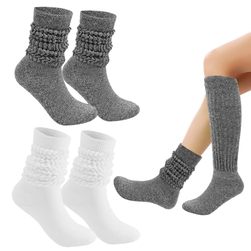 SwirlColor Warme Socken Damen, Einzigartige 3-Wege-Tragen Lange Scrunch Knie High Boot Socken Winter Thermal Socken für Mädchen Damen 2 Paare One Size von SwirlColor