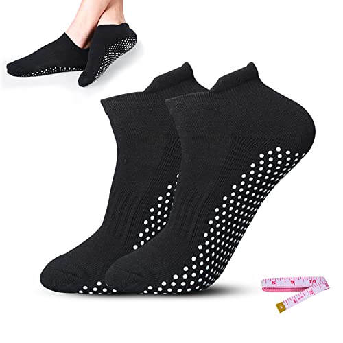 SwirlColor Yogasocken Rutschfest Damen, Schwarze Baumwoll Anti-Rutsch-Socken mit Vollen Zehen Yoga Socken Herren mit Griffen für Fitness Pilates Yoga Schwangerschaft Elder Home Hospital von SwirlColor