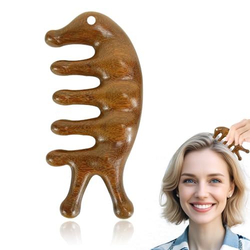 Wide Tooth Comb Holz Massage Kamm, Runde Spitzen Kopf Kopfhaut Massager Sandelholz Haar Kämme für Frauen von SwirlColor