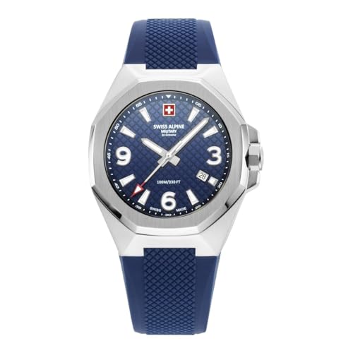 Swiss Alpine Military by Grovana Herren Analog Schweizer Quarzwerk Uhr mit Silikon Armband 7005.1835SAM von swiss alpine military
