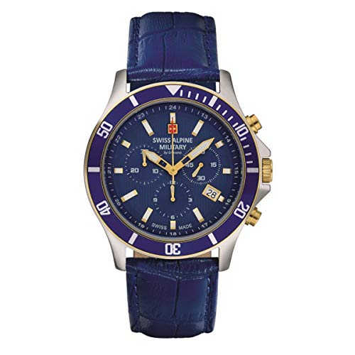 Swiss Alpine Military Herren Uhr Chronograph Analog Quarz 7022.9545SAM Leder von swiss alpine military