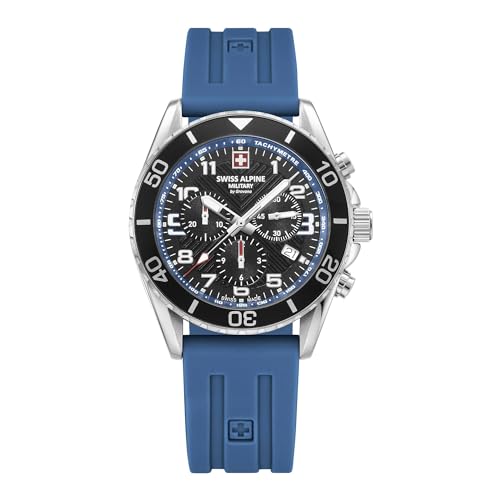 Swiss Alpine Military Herren Uhr Chronograph Analog Quarz 7029.9835SAM Silikon von swiss alpine military