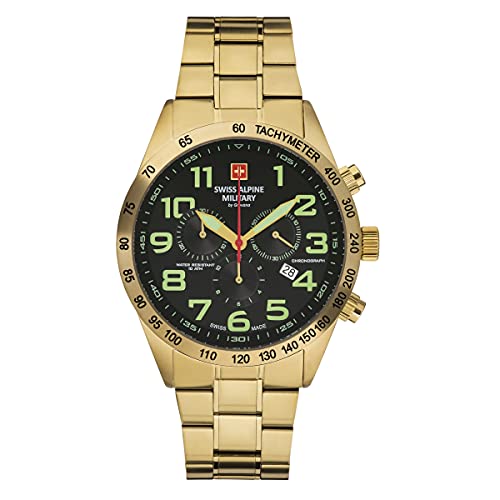 Swiss Alpine Military Herren Uhr Chronograph Analog Quarz 7047.9114SAM Edelstahl von swiss alpine military