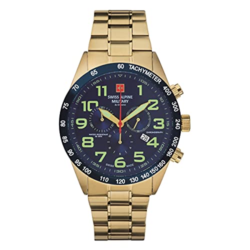 Swiss Alpine Military Herren Uhr Chronograph Analog Quarz 7047.9115SAM Edelstahl von swiss alpine military