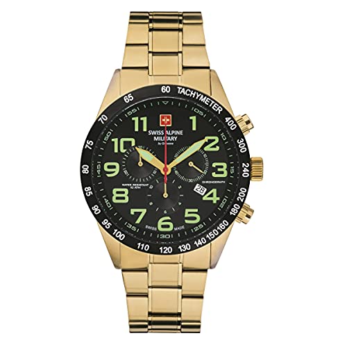 Swiss Alpine Military Herren Uhr Chronograph Analog Quarz 7047.9117SAM Edelstahl von swiss alpine military