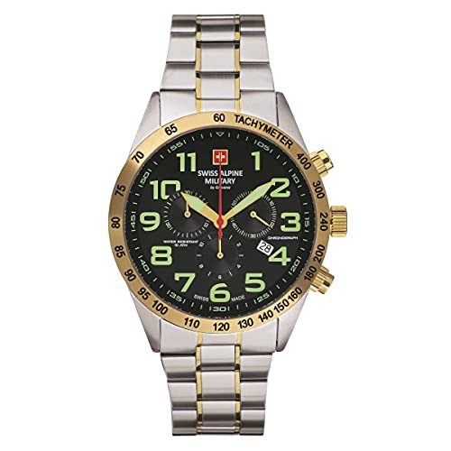 Swiss Alpine Military Herren Uhr Chronograph Analog Quarz 7047.9144SAM Edelstahl von swiss alpine military