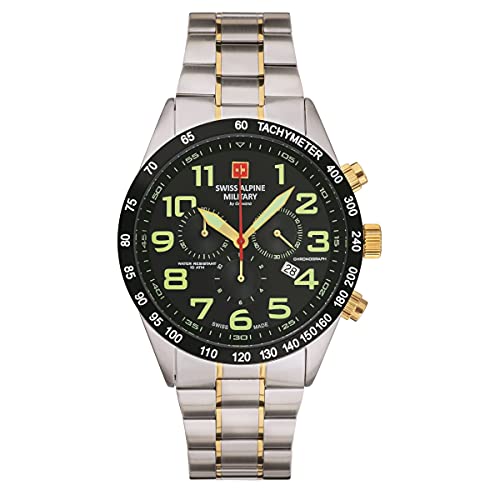 Swiss Alpine Military Herren Uhr Chronograph Analog Quarz 7047.9147SAM Edelstahl von swiss alpine military
