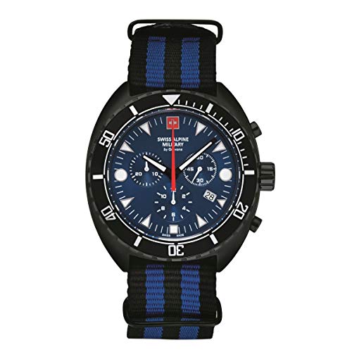 Swiss Alpine Military Herren Uhr Chronograph Analog Quarz 7066.9675SAM NATO-Armband von swiss alpine military