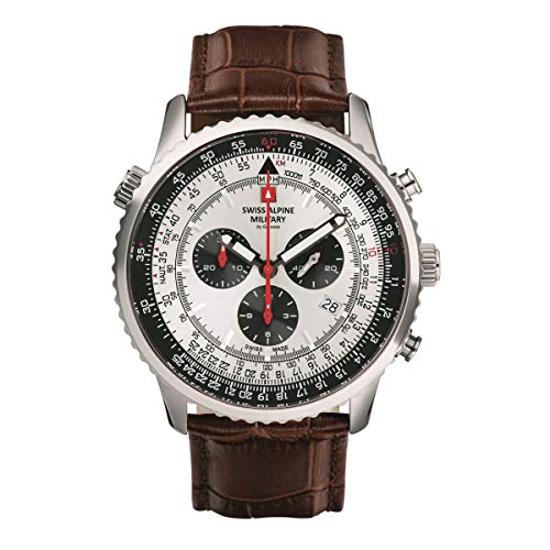 Swiss Alpine Military Herren Uhr Chronograph Analog Quarz 7078.9532SAM Leder von swiss alpine military