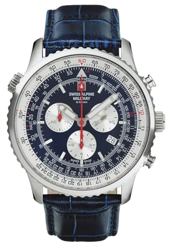 Swiss Alpine Military Herren Uhr Chronograph Analog Quarz 7078.9535SAM Leder von swiss alpine military