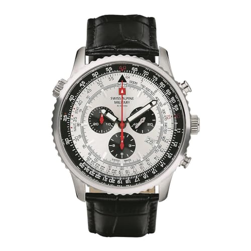 Swiss Alpine Military Herren Uhr Chronograph Analog Quarz 7078.9538SAM Leder von swiss alpine military
