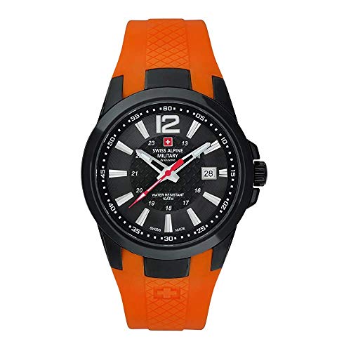 Swiss Alpine Military by Grovana Herrenuhr orange 7058.1879 10ATM Swiss Made von Swiss Alpine Military by Grovana