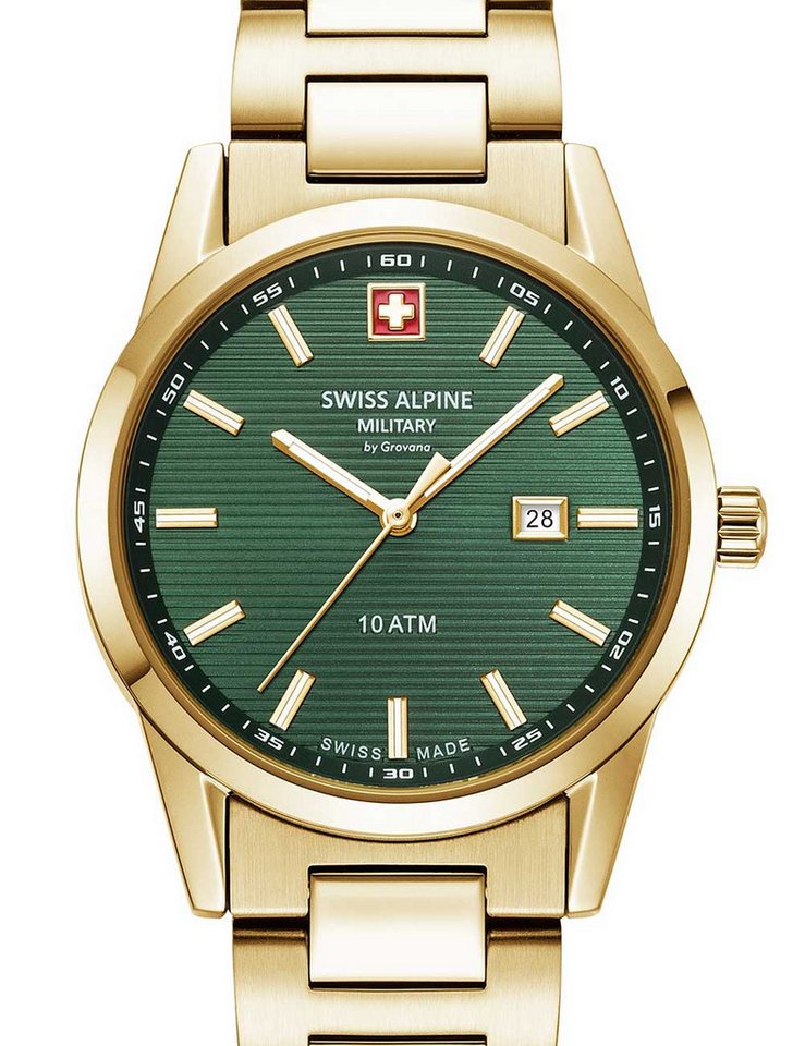 Swiss Alpine Military Quarzuhr Swiss Alpine Military 7767.1114 Damenuhr Argos gold grün 34mm 10ATM Swiss Alpine Military 7767.1114 Damenuhr Argos gold grün 34mm 10ATM von Swiss Alpine Military