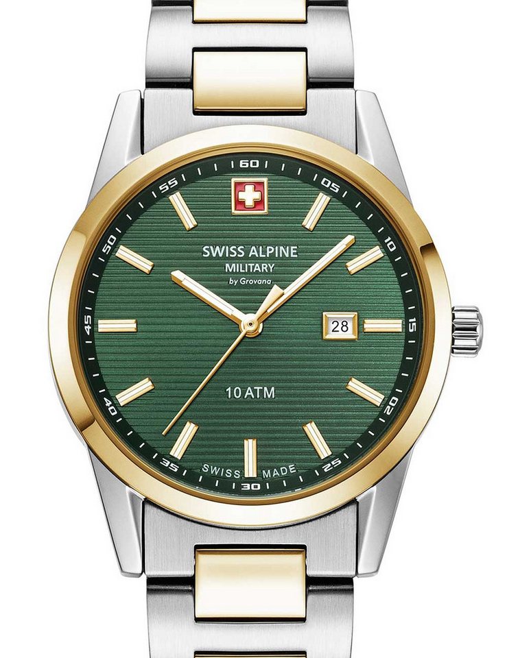 Swiss Alpine Military Quarzuhr Swiss Alpine Military 7767.1144 Damenuhr Argos bicolor grün 34mm 10AT Swiss Alpine Military 7767.1144 Damenuhr Argos bicolor grün 34mm 10ATM von Swiss Alpine Military