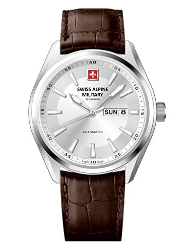 Swiss Alpine Military by Grovana Herrenuhr mit Lederband ETA 2836-2 Automatik Saphirglas 10 ATM DayDate 7090.2532SAM von swiss alpine military