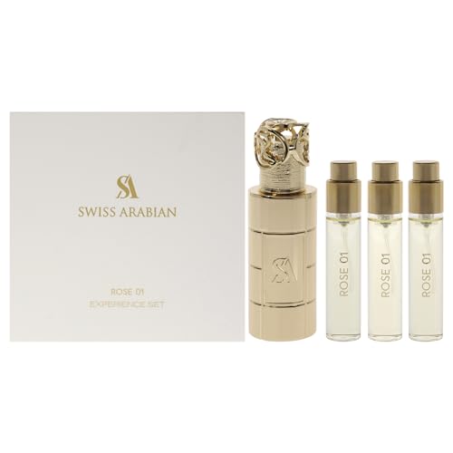 Swiss Arabian Rose 01 For Unisex 4 Stück Mini Gift Set 3 x 10 ml Perfume Spray, 1 Metalletui von Swiss Arabian
