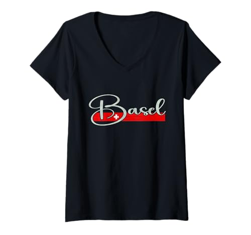 Damen Basel Schweiz - Basel Schweiz Script - Schweiz T-Shirt mit V-Ausschnitt Damen Basel Schweiz - Basel Schweiz Script - Schweiz T-Shirt mit V-Ausschnitt von Swiss Classic Designs
