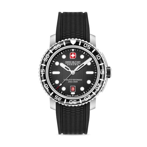 Swiss Military Hanowa SMWGN0001701 Black Marlin Herrenuhr mit Silikonarmband 20 ATM von Swiss Military Hanowa