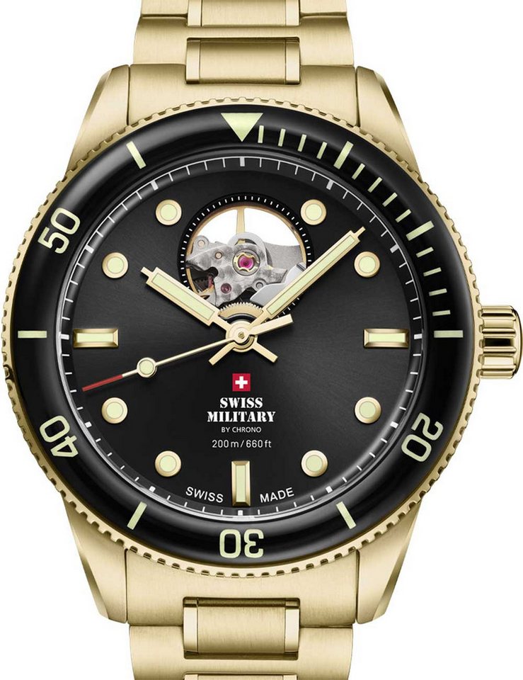 Swiss Military by Chrono Automatikuhr Swiss Military SMA34106.14 Herrenuhr Open-Heart Taucheruhr Swiss Military SMA34106.14 Herrenuhr Open-Heart Taucheruhr von Swiss Military by Chrono
