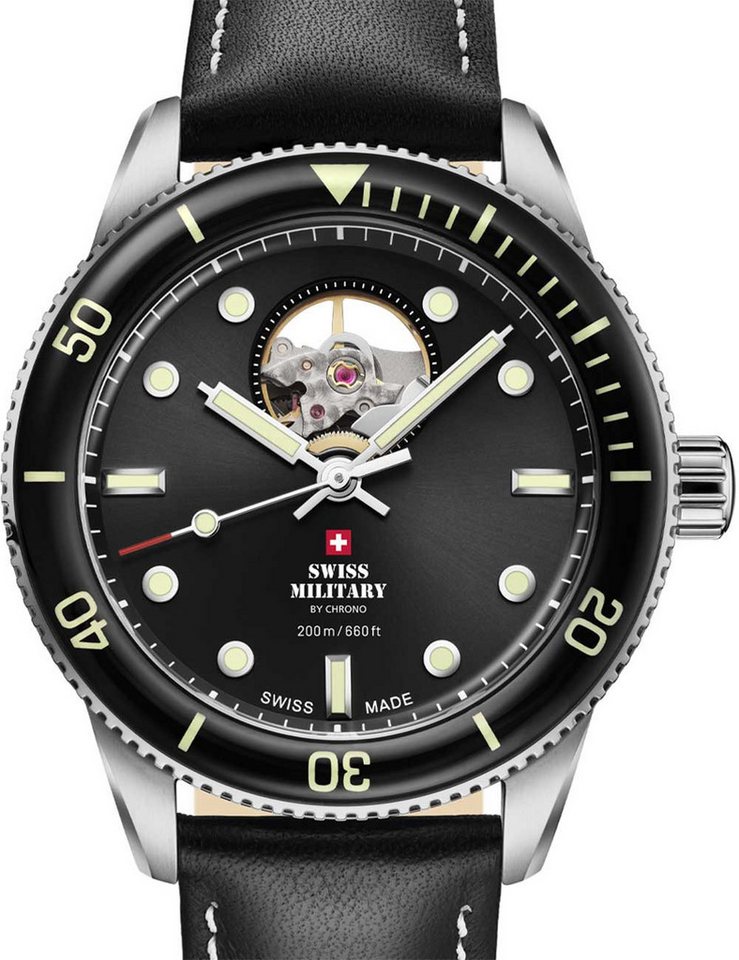 Swiss Military by Chrono Automatikuhr Swiss Military SMA34106.15 Herrenuhr Automatik Open-Heart Taucheruhr 4 Swiss Military SMA34106.15 Herrenuhr Automatik Open-Heart Taucheruhr 42mm 20ATM von Swiss Military by Chrono