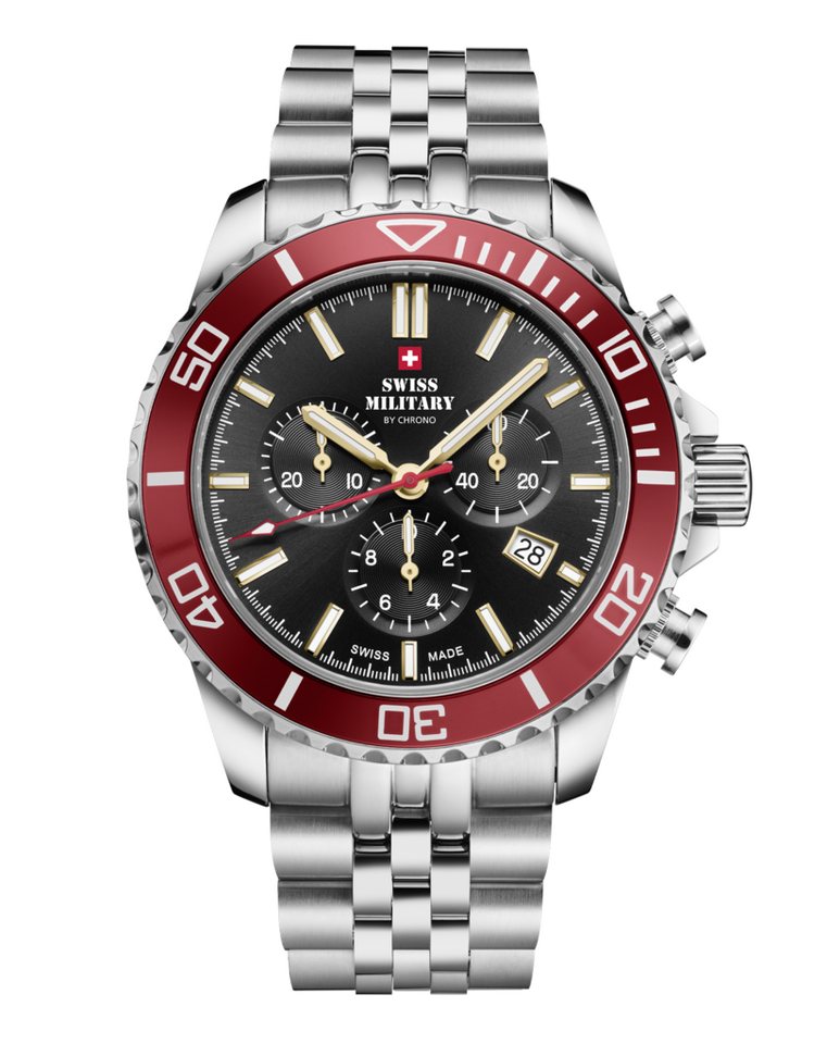Swiss Military by Chrono Chronograph Uhren aus der Schweiz Swiss Military SM34103 Saphirglas 100 Meter Chronograph, links drehende Lünette von Swiss Military by Chrono