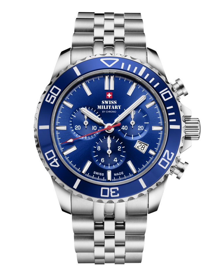 Swiss Military by Chrono Chronograph Uhren aus der Schweiz Swiss Military SM34103 Saphirglas 100 Meter Chronograph, links drehende Lünette von Swiss Military by Chrono