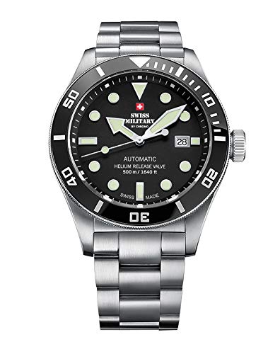 Swiss Military by Chrono Herren Uhr Armbanduhr Automatik Uhrwerk mit Edelstahl Metallarmband Analoge Herrenuhr Silber SMA34075.01 von Swiss Military by Chrono
