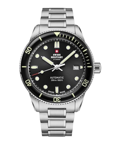 Swiss Military by Chrono Herren Uhr Armbanduhr Automatik Uhrwerk mit Edelstahl Metallarmband Analoge Herrenuhr Silber SMA34106.01 von Swiss Military by Chrono