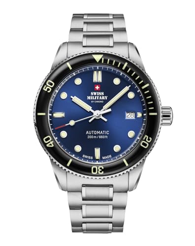 Swiss Military by Chrono Herren Uhr Armbanduhr Automatik Uhrwerk mit Edelstahl Metallarmband Analoge Herrenuhr Silber SMA34106.02 von Swiss Military by Chrono