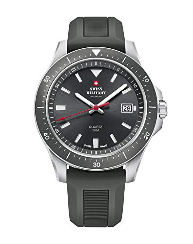 Swiss Military by Chrono Herren Uhr Armbanduhr Quarzuhrwerk mit Silikonarmband Analoge Herrenuhr Silber SM34082.09 von Swiss Military by Chrono