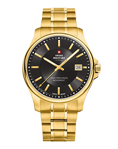 Swiss Military by Chrono Herren Uhr Armbanduhr Quarzwerk mit Edelstahl Metallarmband Analoge Herrenuhr Gold SM30200.08 von Swiss Military by Chrono