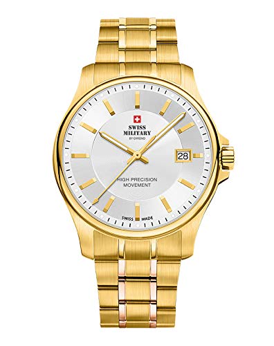 Swiss Military by Chrono Herren Uhr Armbanduhr Quarzwerk mit Edelstahl Metallarmband Analoge Herrenuhr Gold SM30200.09 von Swiss Military by Chrono