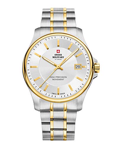 Swiss Military by Chrono Herren Uhr Armbanduhr Quarzwerk mit Edelstahl Metallarmband Analoge Herrenuhr Silber Gold SM30200.05 von Swiss Military by Chrono